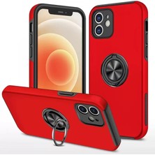 Sh Newface Apple Iphone 12 Kılıf Elit Yüzüklü Kapak - Kırmızı Najmaddin