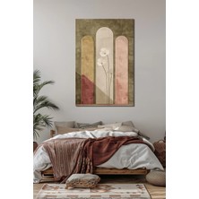 Minimalist Çiçek Baskılı Cam Tablo – Soyut Kemerli Desenli Dekoratif Duvar Tablosu