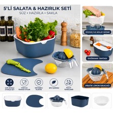 Moyvera 5 Parça Çok Amaçlı Süzgeçli,limon Sıkacaklı,kesme Tahtalı Karıştırma Kabı Kasesi Mutfak Seti
