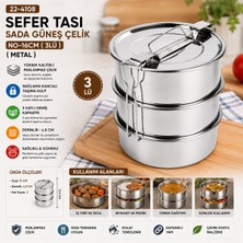 EkoAlışverişDünyam Çelik 3lü Metal Sefer Tası Taşıma Kulp=bağlama Kancalı (5510)