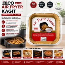 EkoAlışverişDünyam 50PCS Kare Taban: 20CM - Kenar: 4.5cm Air Fryer Pişirme Kalıp Kağıt (5510)
