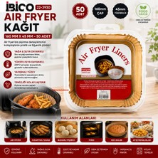 EkoAlışverişDünyam 50PCS Kare Taban: 16CM - Kenar: 4.5cm Air Fryer Pişirme Kalıp Kağıt (5510)