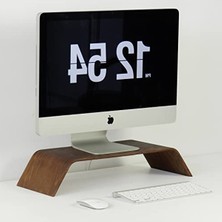 Hakay Dayanıklı Ağaç Monitör Ayağı ve Yükseltici Bilgisayar Standı (Ceviz)