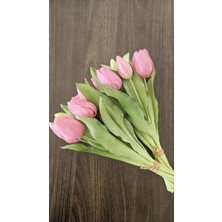 Omelas Yapay Çiçek Islak Lale Islak Dokulu Lale Demet 30 Cm. Leylak Rengi. 7 Dallı. (4 Çiçek 3 Tomurcuk)