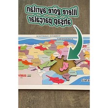 Hakay Renkli Ahşap Türkiye Haritası Yapboz - 23X45 cm Eğitici Oyun