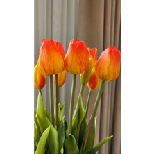 Omelas Yapay Çiçek Islak Lale Demet Islak Dokulu Kaliteli Turuncu 45 Cm. 7 Dallı. ( 4 Çiçek 3 Tomurcuk)