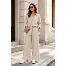 Brillo Oversize Dokulu Tunik Pantolon Takım