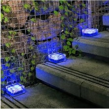 Hakay Güneş Enerjili Solar Ledli Buzlu Cam Tuğla Görünümlü Mavi Renk Peyzaj Bahçe Yolu Veranda Aydınlatma          [enerji Sınıfı A+]