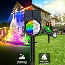 Hakay Güneş Enerjili Bahçe Aydınlatması, 18 Renk Rgb LED ile Dış Mekan Aydınlatma