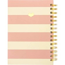 Hakay Sert Spiralli Günlük Defter, Altın Kalp Tasarım, 160 Sayfa