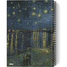 Hakay Spiralli Çizgisiz Defter, A5 Boyutunda 100 Sayfa, Van Gogh Temalı