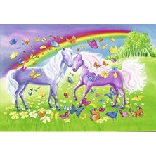 Hakay 2X24 Parça Renkli Gökkuşağı Atları Puzzle Seti