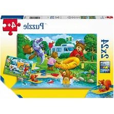 Hakay 2X24 Parçalı Ayı Ailesi Kampta Puzzle - Eğlenceli Zeka Oyunu