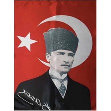 Hakay Saten Türk Bayrağı, Atatürk Posterli, 70X100 cm