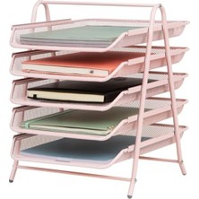 Hakay 5 Katlı Metal Kağıt Rafı - Pembe