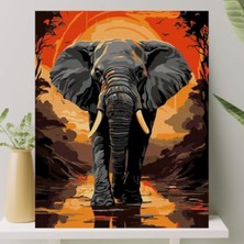 Hakay Sayılarla Boyama Tuval Seti - 40X50 cm Fil Temalı