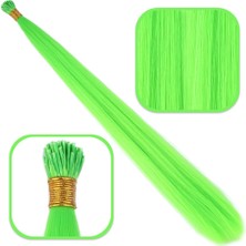 TeknoKapsül Fiber Sentetik Boncuk Kaynaklık Renkli Saç - Neon Yeşil - 100 Adet