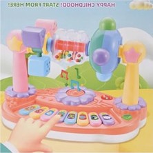 Hakay Işıklı Müzikli Bebek Piyanosu Eğitici Oyuncak, Sesli Döner Geometri Mekanizması Çocuk Motor Gelişimi
