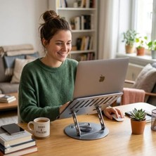 Hakay 360° Dönebilen Metal Laptop Standı, Katlanabilir Tasarım