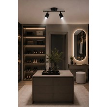 Spoty 2'li Siyah Renklibeyaz Işık Modern Tasarım Salon - Mutfak - Banyo Spot Sıralı Avize