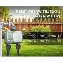 Hakay 2 Çıkışlı Akıllı Bahçe Sulama Bilgisayarı, Wifi Hub'lı Otomatik Su Zamanlayıcısı, Çim ve Bahçe Için Ipx5 Su Geçirmez Sistem