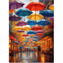 Hakay 1000 Parça Yağmurlu Şemsiyeli Sokak Puzzle