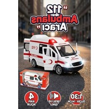 Hakay 1:30 Metal Çek Bırak Ambulans Sesli Işıklı 4 Kapısı Açılan Oyuncak Model Araba 14CM