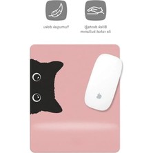 Hakay Pembe Kedi Desenli Bilek Destekli Mouse Pad, Rahat Kullanım Için