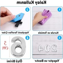 Hakay Yapışkanlı Küçük Kapı Numarası 50 mm Krom Renk Numara 6