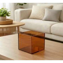 Trend Pleksi Çok Amaçlı Transparan Kahve Pleksi Kutu (15CM x 15CM x 15CM)