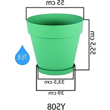 Hakay 55CM Antrasit Drenaj Aparatlı Saksı ile 76 Litre Kapasite
