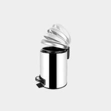 Hakay Paslanmaz Çelik Pedallı Çöp Kovası - 12 Lt, Oval Tasarım
