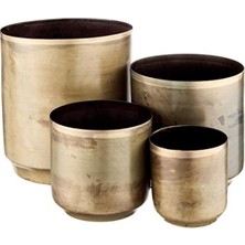 Hakay Eskitilmiş Pirinç Kaplama Metal Çiçeklik - 7,62 cm x 9,5 cm