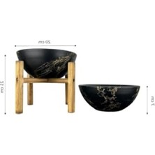 Hakay Siyah Gold Mermer Efektli Toprak Saksı Ikili Set - 20 cm Çap