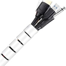 Hakay Beyaz Spiral Boru Kablo Kanalı, 1 mt x 22 Mm, Düzenleyici ve Toplayıcı