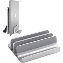 Hakay Dikey Metal Laptop Standı, Ergonomik ve Şık, Alüminyum Gümüş