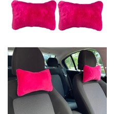 TeknoKapsül Yumuşak Peluşlu Ortopedik Araba Seyahat Boyun Yastığı 2'li Fuşya Pembe