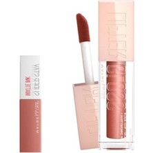 Hakay Maybelline New York Lifter Gloss Nemlendirici Dudak Parlatıcısı 009 Topaz & Mini Super Stay Matte Ink Likit Mat Ruj 65 Seductress Makyaj Seti