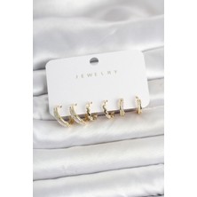 Berselya Underwear & Accessories Pirinç Gold Renk Kadın Küpe Seti