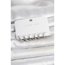 Berselya Underwear & Accessories Pirinç Gümüş Renk Kadın Küpe Seti