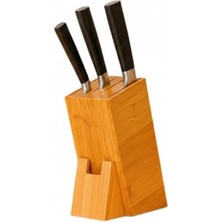 Hakay 220 mm Eğik Tasarımlı Bambu Bıçak Standı, Kaymaz Taban ile Pratik Mutfak Düzenleyici