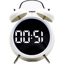 Hakay LED Ekranlı Çift Alarm Fonksiyonlu Masa Saati - Beyaz