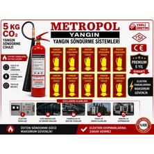 Metropol Yangın 5 kg Karbondioksitli (Co2) Yangın Söndürücü, Yangın Tüpü ,yangın Söndürme Cihazları, Yangın Tüpleri 10 Adet Levha Hediyeli