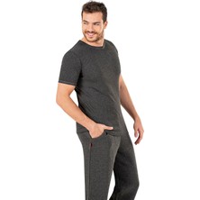 Obje Erkek Antrasit Kaşkorse Yarım Kol T-shirt