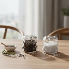 Hakay 2'li Şeffaf Cam Tuzluk ve Biberlik Seti, Minimalist Tasarım