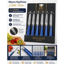 Akn  6’lı Meyve Bıçağı Seti Paslanmaz Çelik Mavi Saplı Soyma ve Doğrama Bıçağı Mutfak Bıçak Seti