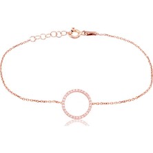 Emiliano Jewellery Emılıano Jewellery Zirkon Taşlı Pırlanta Montür Rose Altın Kaplama Çember Gümüş Bileklik