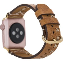 Eco Lounge Apple Watch Uyumlu Deri Kordon 42-44-45MM Aqua V18 Taba