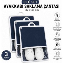 Melisa Tekstil 3'lü Ayakkabı Saklama Çantası Valiz Içi Düzenleyici Organizer Seti 32X45 cm Lacivert