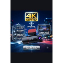 TeknolojiSA 4K Ultra Hd Araç Içi Kamera - 3 Kanallı (Ön, Kabin, Arka) - Gece Görüşü ve Dahili Wifi - Döngü Kayıt ve G-Sensör - Akıllı Araç Güvenlik Sistemi